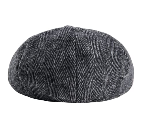 2 Pack Newsboy Cap Peaky Herringbone Baker Boy Flat Caps for Men Women (Black and Gery)