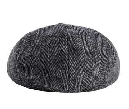2 Pack Newsboy Cap Peaky Herringbone Baker Boy Flat Caps for Men Women (Black and Gery)