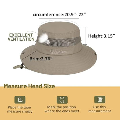 Century Star Outdoor Kids Sun Hat UPF 50+ Quick Dry Adjustable Bucket Hat Windproof Waterproof Beach Fishing Safari Hat - color: Black