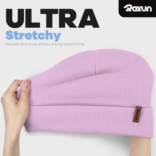 ROXUN Beanie for Men/Women Winter Hat Soft Warm Unisex Skull Stocking Cap - color: Light Purple
