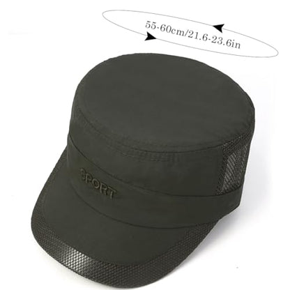 Cadet Army Cap Mesh Quick Qry Flat Top Cap Military Hat for Men Women - color: Army Green