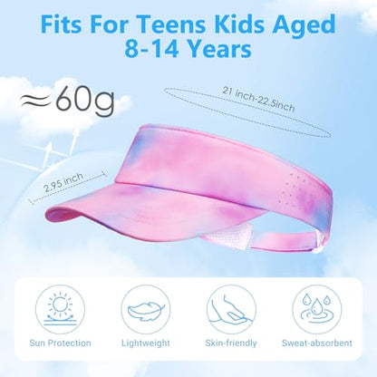 Kids Sun Visor Hats for Girls Boys Reflective Sports Hats Summer Beach Running Tennis Golf Caps Age 8-14 - color: No Reflective Strip-gradient Purple