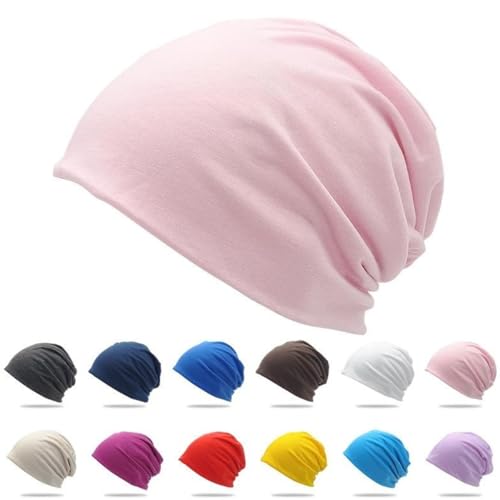Cotton Slouchy Beanie hat Candy Color Chemo Skull Cap Men Women Beanies - color: Light Pink