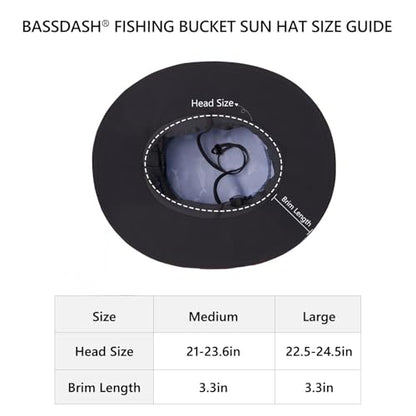 BASSDASH UPF 50+ Fishing Sun Hat Water Resistant Unisex Wide Brim Bucket Boonie Hat for Hiking Camping Safari FH15 - color: Americana, size: Large