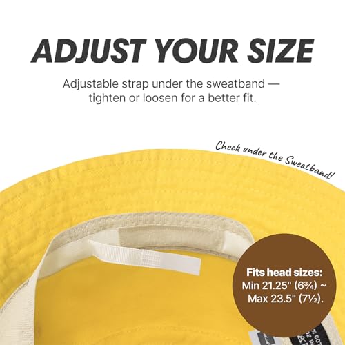 Hot Summer Bucket Hat - Trendy Cotton Sun Hat for Beach, Golf, Fishing - color: Happy Lemon