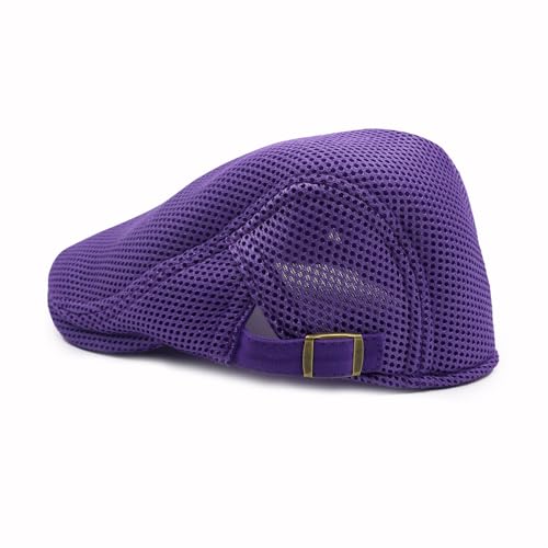Lifup Unisex Mesh Newsboy Hat Breathable Summer Flat Cap - color: Purple