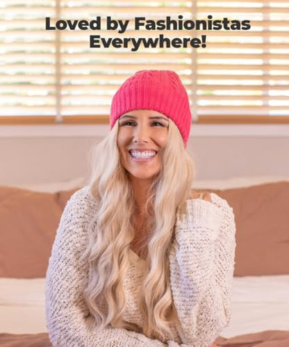 Revony Cable Knit Cuff Beanie for Women – Soft, Cute & Perfect for Everyday Winter Wear - color: Tan