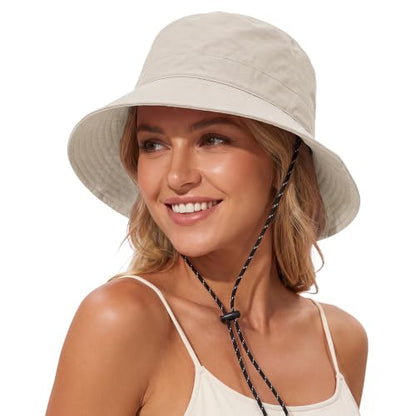 Durio Waterproof Bucket Hats for Woman UPF 50+ Sun Hat - color: Beige