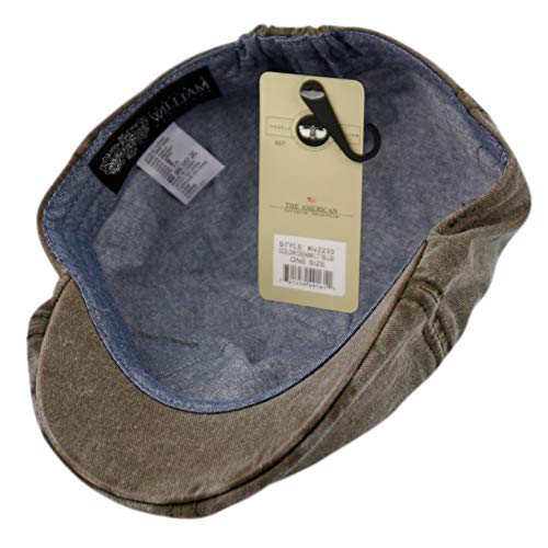 Men’s Flat Cap – 6 Panel Duckbill Ivy Hat, Lightweight Cotton Driving Cap with Elastic Band, Classic Newsboy Golf Hat - color: Washed Brown