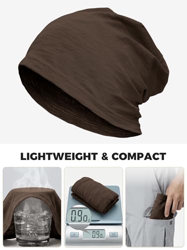 ROYBENS Lightweight 100% Cotton Slouchy Summer Beanie Men Women, Chemo Cap - color: 1pc Dark Coffee, size: Medium