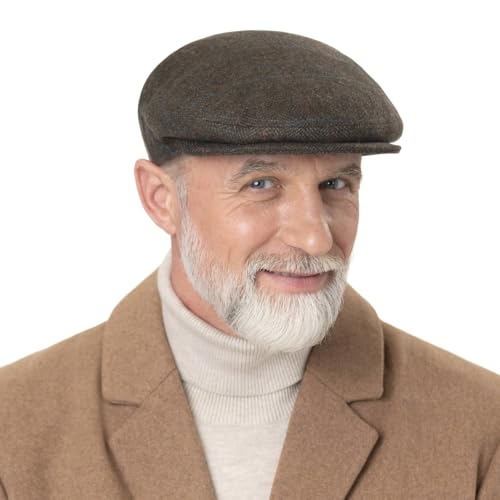 Lipodo Flat Cap with Checked Pattern Women/Men | Made in Italy - color: Olive, size: 6 5/8