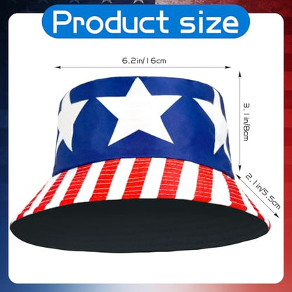 American Flag USA Bucket Hat Patriotic Sun Cap for Men Women Outdoor