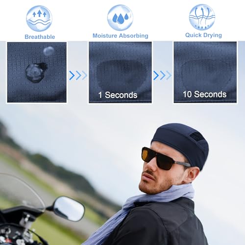 vidsel Skull Caps Cooling Breathable Mesh Sweat Helmet Liner - color: 2 Black & Dark Blue