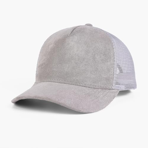 Suede Mesh Back Baseball Caps for Men Women Trendy Trucker Hats Dad Hat Sports Hat Breathable Snapback Hats 2025 - color: Grey
