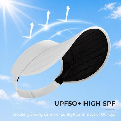 WANDER Wide Brim Sun Visor Hat Foldable Adjustable Outdoor Hat for Women - color: White