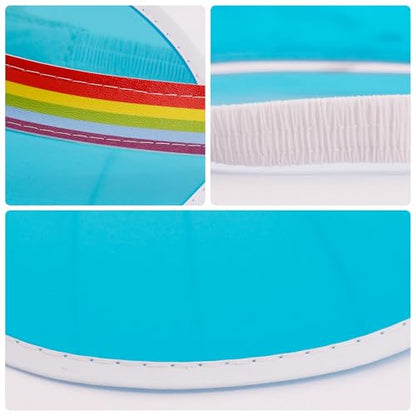 Giovacker Womens Mens PVC Clear Colorful Sun Visor Hats - color: Rainbow Print - Yellow + Sky Blue