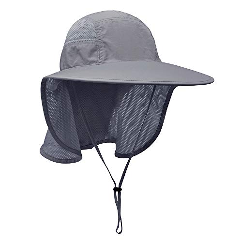 Unisex Outdoor Activities UV Protecting Sun Hats with Neck Flap - color: Black-grey