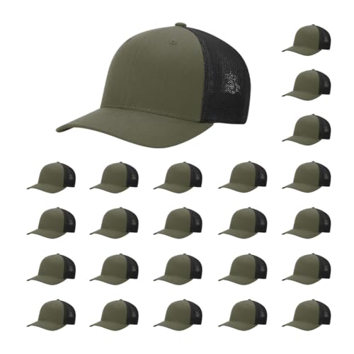 Richardson 110 Trucker R-Flex Baseball Cap| Fitted Mesh Back Hat - color: Loden/Black, size: Small-Medium