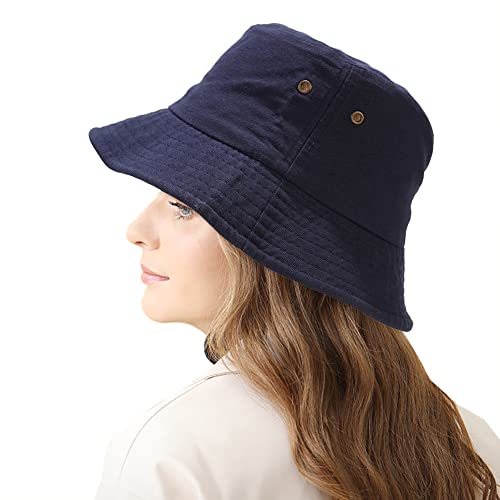Unisex Bucket Hat Summer UPF 50+ Sun Protection Outdoor Beach Fishing Travel Hiking Hat - color: Navy Blue