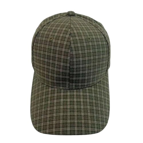 Unisex Plaid Baseball Cap Classic Checkered Cotton Dad Hat Retro Adjustable - color: Green