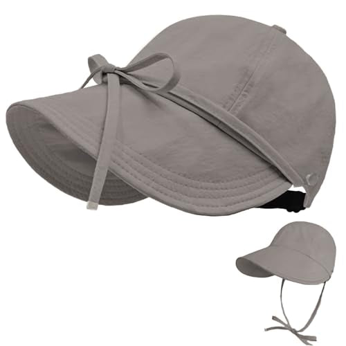Womens Sun Hat Wide Brim UPF 50+ UV Protection Foldable Packable Sun Shield Hat for Women, Ponytail Outdoor Fishing Hat - color: Upgraded Grey