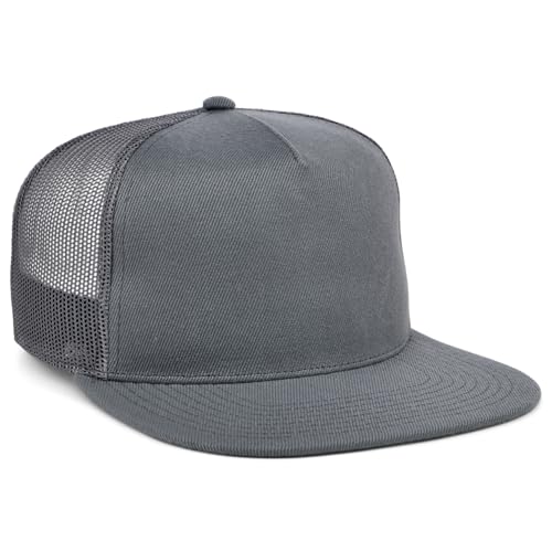 Lids Blank Essential 5-Panel Trucker Adjustable Snapback Hat - color: Charcoal