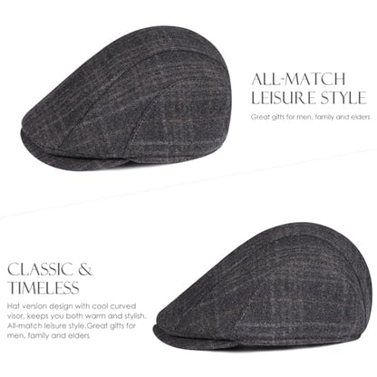 Sumolux Mens Newsboy Cap Winter Beret Hat Cabbie Flat Cap - color: B Grey