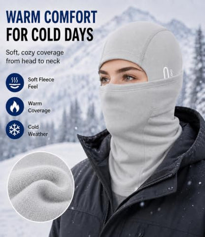 Balaclava Ski Mask, Warm Fleece Face Cover for Winter Cycling - color: Grey