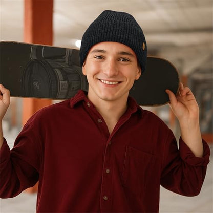 ATNKE Beanie for Men Women, Soft Warm Fleece Lined Winter Ski Beanies Hat Unisex Thick Stocking Knit Cuffed Skull Cap - color: #Dark Gray
