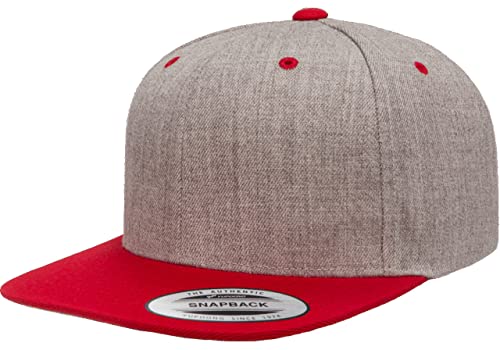 Mrlahat 6089 Yupoong Yp by Flexfit 6-Panel Structured Flat Visor Classic Snapback Cap with Black Bandana - color: Heather / Red
