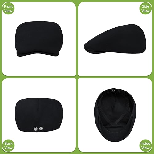 Men's Flat Cap Linen Blend Adjustable Newsboy Cap for Men Classic Cabbie Ivy Gatsby Irish Beret Cap Summer Hat - color: Black_aa, size: Medium