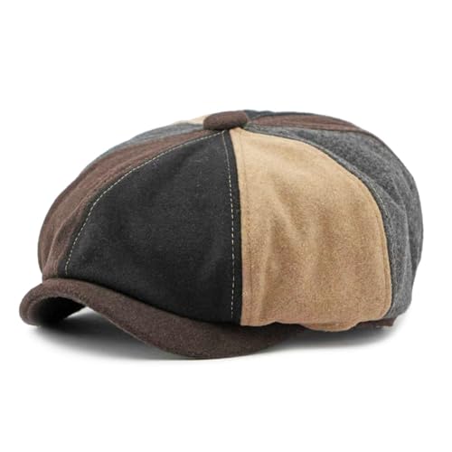 meioro Men's 8 Panel Newsboy Hat Winter Vintage Tweed Flat Cap - color: Multicolor