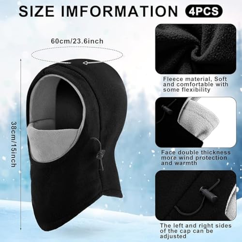 Frienda 2 Pcs Balaclava Ski Mask Windproof Warmer Fleece Adjustable Winter Mask Face Cover for Men Women - color: Black Mixed Grey,wine Red