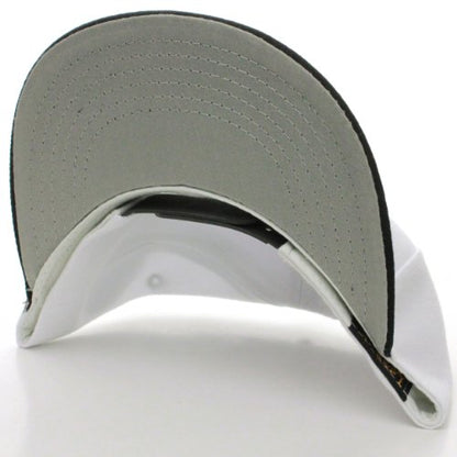 L.O.G.A Plain Flat Bill Visor Blank Snapback Hat Cap with Adjustable Snaps - White-Black