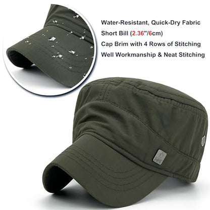 Loneshark Water Resistant Military Hat Quick Dry Cadet Cap Army Flat Top - color: Square-logo-green