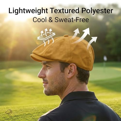ZLYC Newsboy Cap for Men Summer Flat Cap Lightweight Beret Hat - color: Plain Yellow