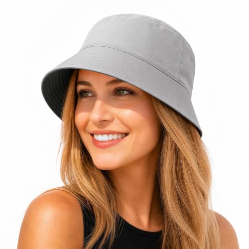 Cooling Bucket Hat for Women Men,Lightweight Wide Brim Sun Hat for Beach,Golf, Fishing,Moisture-Wicking&Foldable - color: Grey