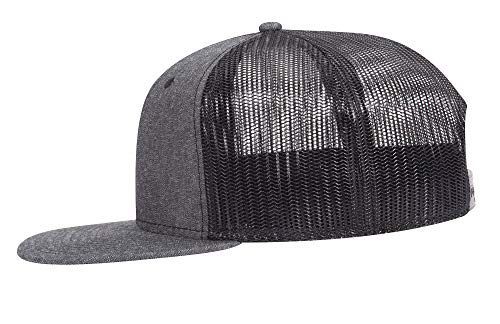 OTTO Snap 6 Panel Pro Style Cotton Blend Chambray Snapback Hat - color: Black