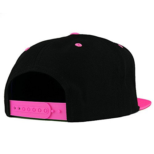 Trendy Apparel Shop King Embroidered Premium 2-Tone Flat Bill Snapback Cap - color: Black Pink