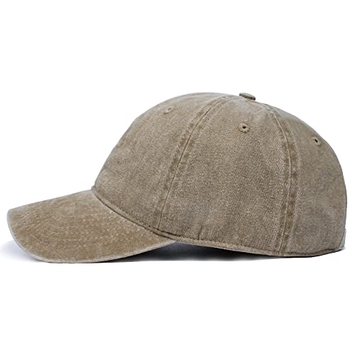 HH HOFNEN Baseball Cap Washed Cotton Unstructured Vintage Hat for Men Women - color: #1 Khaki