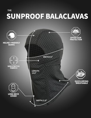 Summer Balaclava Cycling Full Face Mask Cooling Ice Silk UV Protection Breathable Face Cover for Men & Women - color: Black