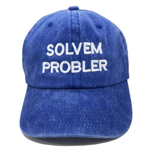 Altru Apparel Embroidered Cap & Hat | SOLVEM PROBLER Hats | Vintage Caps for Mens & Women | Black Sweatband Fitted Hat | - color: Cobalt Blue