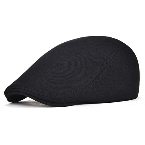 FEINION Men Cotton Newsboy Cap Soft Fit Cabbie Hat - color: Black/Navy