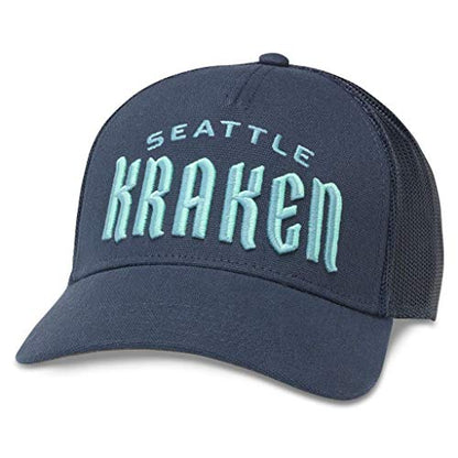 AMERICAN NEEDLE Valin Officially Licensed NHL Hockey Team Adjustable Snapback Baseball Trucker Hat, Valin Collection - color: Seattle Kraken (Navy)