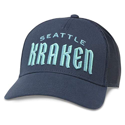AMERICAN NEEDLE Valin Officially Licensed NHL Hockey Team Adjustable Snapback Baseball Trucker Hat, Valin Collection - color: Seattle Kraken (Navy)