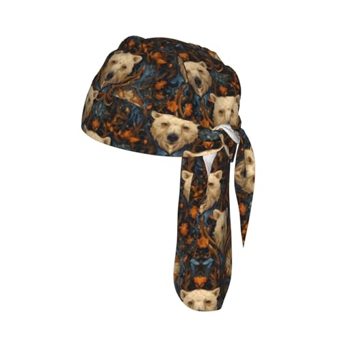 Adjustable Cycling Cap, Quick Dry Sports Bandana Skull Cap Helmet Liner - color: Flower Bear