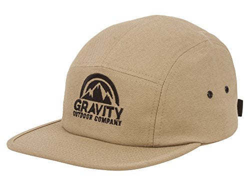 Gravity Outdoor Co. 5 Panel Hat - color: Khaki/Black