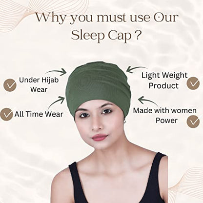 Chemo Hats Solid Sleep Cap Women's Bamboo Soft Headwear Cancer Cap Chemo Headwear Women - color: Chive