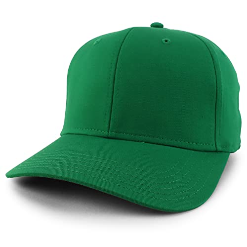 Trendy Apparel Shop High Crown Adjustable Plain Solid Baseball Cap - color: Green