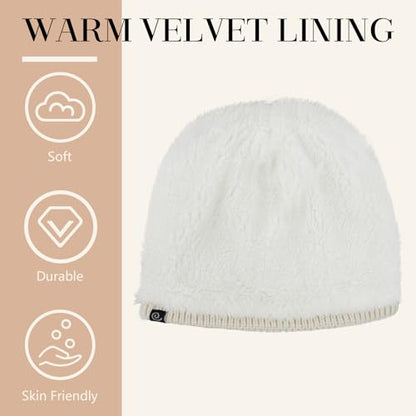 Winter Warm Beanie Hat for Women Men, Thick Cable Knit Cuffed Beanie - color: Cream
